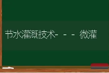 节水灌溉技术---微灌