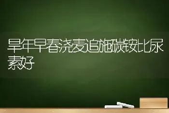 旱年早春浇麦追施碳铵比尿素好