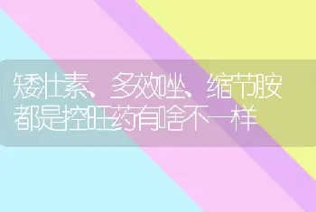 矮壮素、多效唑、缩节胺 都是控旺药有啥不一样