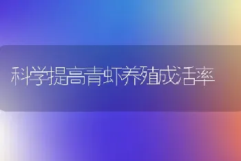 科学提高青虾养殖成活率