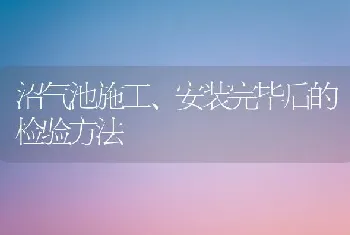 沼气池施工、安装完毕后的检验方法