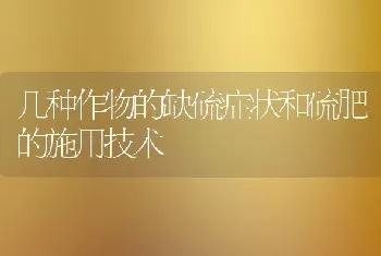 几种作物的缺硫症状和硫肥的施用技术