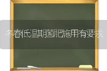 冬春低温期菌肥施用有要求