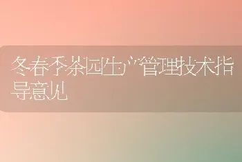 冬春季茶园生产管理技术指导意见