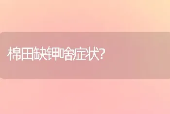 棉田缺钾啥症状?