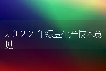 2022年绿豆生产技术意见