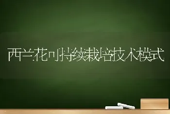 西兰花可持续栽培技术模式