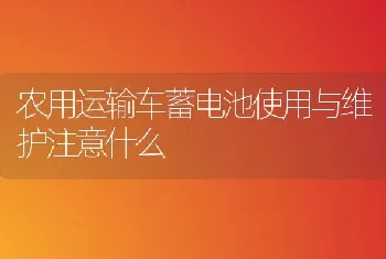 农用运输车蓄电池使用与维护注意什么