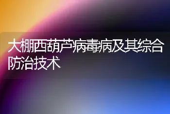 大棚西葫芦病毒病及其综合防治技术