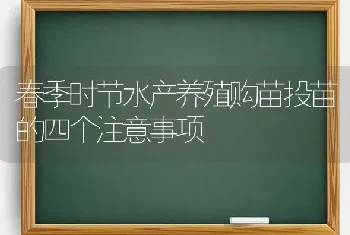 春季时节水产养殖购苗投苗的四个注意事项