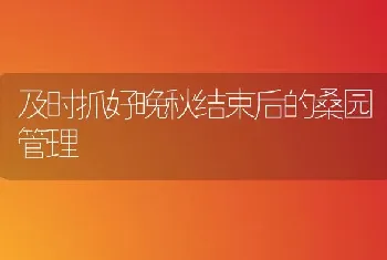 及时抓好晚秋结束后的桑园管理