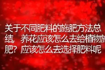 关于不同肥料的施肥方法总结