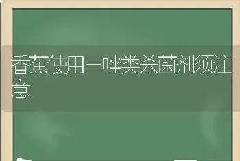 香蕉使用三唑类杀菌剂须注意