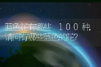 蓝色花有哪些 100种