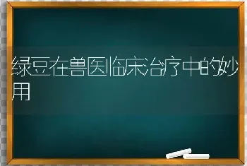 绿豆在兽医临床治疗中的妙用