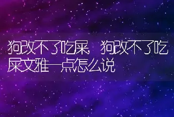 狗改不了吃屎,狗改不了吃屎文雅一点怎么说