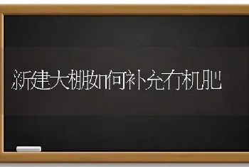 新建大棚如何补充有机肥