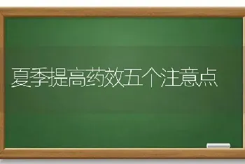 夏季提高药效五个注意点