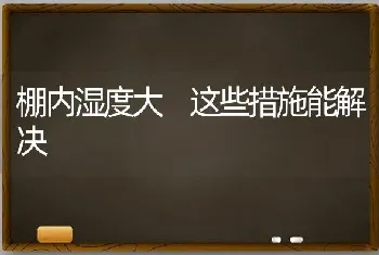 棚内湿度大 这些措施能解决