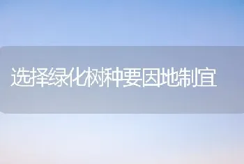 选择绿化树种要因地制宜