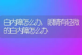 白内障怎么办