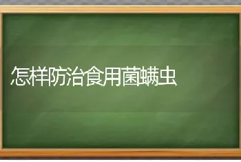 怎样防治食用菌螨虫