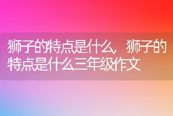 狮子的特点是什么,狮子的特点是什么三年级作文