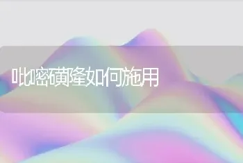 吡嘧磺隆如何施用