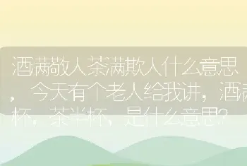 酒满敬人茶满欺人什么意思