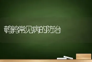 鹌鹑常见病的防治