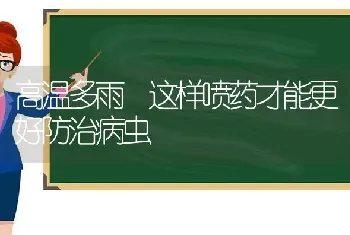 高温多雨 这样喷药才能更好防治病虫