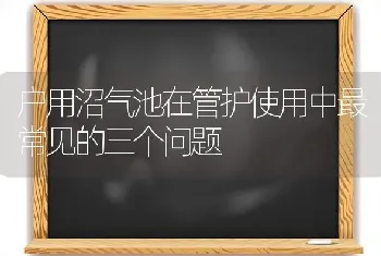 户用沼气池在管护使用中最常见的三个问题