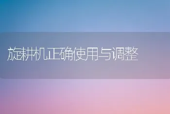 旋耕机正确使用与调整