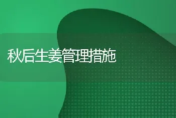 秋后生姜管理措施