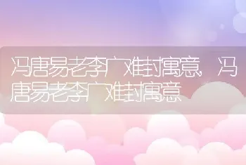 冯唐易老李广难封寓意