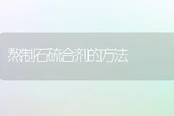 熬制石硫合剂的方法