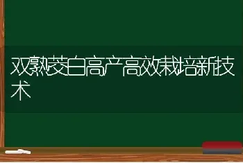 双熟茭白高产高效栽培新技术