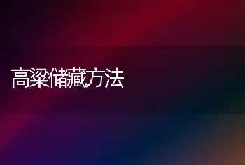 高粱储藏方法