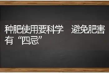 种肥使用要科学 避免肥害有“四忌”