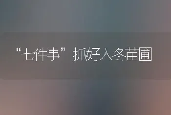 “七件事”抓好入冬苗圃