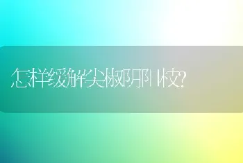 怎样缓解尖椒阴阳枝?