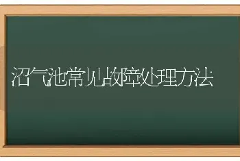 沼气池常见故障处理方法