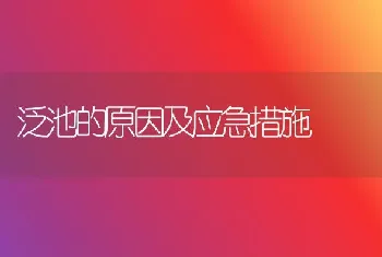 泛池的原因及应急措施